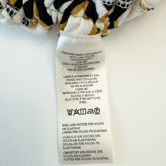 Anthropologie Maya Ruched Mini Dress Cowl-Neck Stretch Printed Gold White 1X NWT - Picture 11 of 12